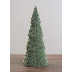 NEW! Green Tiered Tabletop Ceramic Velvet Christmas Tree 10.5" Holiday Decor
